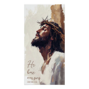 Jezus aan het kruis met de doornenkroon perfect poster