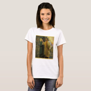 Jezus aan uw deur met een gouden folie t-shirt