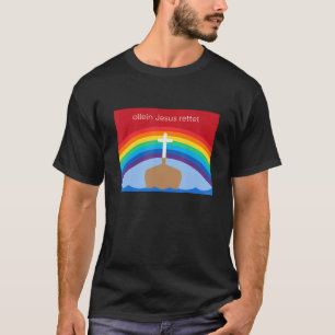 Jezus alleen redt het Christelijke regenboogmotif T-shirt