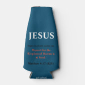 Jezus begon te preken. Matthew 4:17 Blauw en Wit Flesjeskoeler (Voorkant)