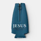 Jezus begon te preken. Matthew 4:17 Blauw en Wit Flesjeskoeler (Achterkant)