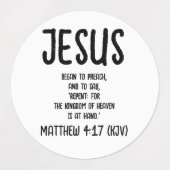 Jezus begon te preken. Matthew 4:17 Labels (Design 2)