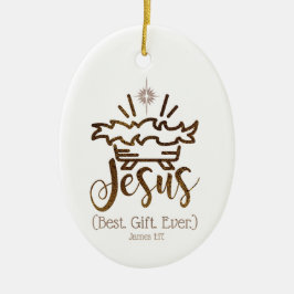 JEZUS BESTE CADEAU OOIT Geboorte Ster Kerstmis Keramisch Ornament