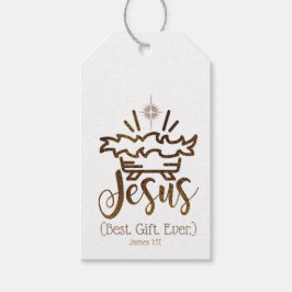 JEZUS BESTE CADEAU OOIT Kerstmis Schrift Cadeaulabel