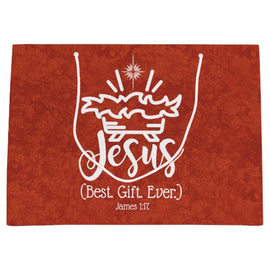 JEZUS BESTE CADEAU OOIT Kerstmis Schrift Rood Groot Cadeauzakje (Voorkant)