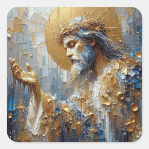 Jezus bidden - Jesus Series Art Collectie Vierkante Sticker