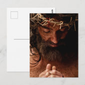 Jezus bidden met behulp van doornenkroon briefkaart (Voorkant / Achterkant)