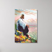Jezus bidt door hemzelf Matteüs 14:22-23 Canvas (Voorkant)
