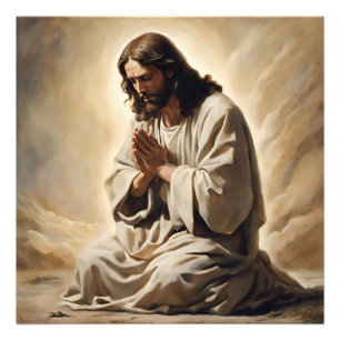 Jezus bidt foto afdruk