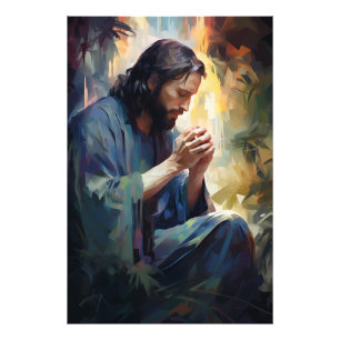 Jezus bidt foto afdruk