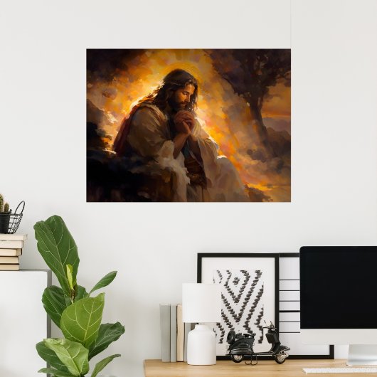 Jezus bidt in de tuin van Gethsemane Poster (Thuiskantoor)