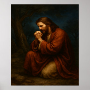 Jezus bidt in Gethsemane™ LDS Wall Art Poster