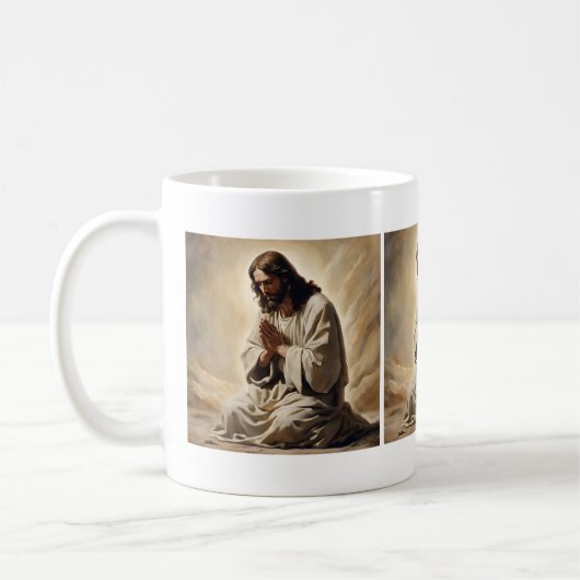 Jezus bidt koffie Mok (Links)