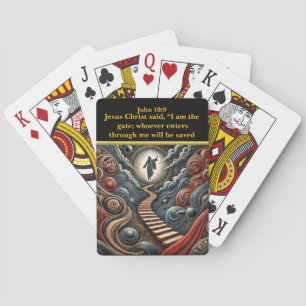 Jezus bij de hemelpoort - Johannes 10:9 Pokerkaarten