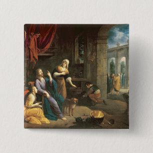 Jezus bij het Huis van Martha en Mary Vierkante Button 5,1 Cm