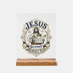 Jezus Blauwdruk Architect Plan Jezus Blauwdruk Boo Acryl Bord