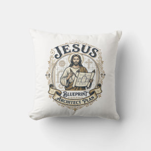 Jezus Blauwdruk Architect Plan Jezus Blauwdruk Boo Kussen