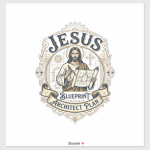 Jezus Blauwdruk Architect Plan Jezus Blauwdruk Boo Sticker