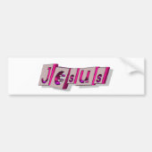 Jezus Bloc Fushia. Bumpersticker (Voorkant)