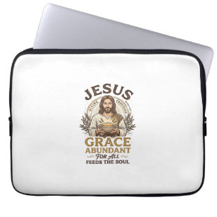 Jezus Bowling Vintage T-shirt Christelijke Grafiek Laptop Sleeve