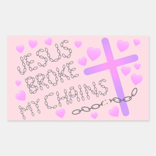 Jezus brak mijn kettingen roze kruis rechthoekige sticker (Voorkant)