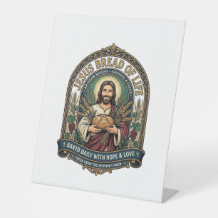 Jezus Brood Van Leven Jezus Brood Leven Bakkerij C Reclamebord Met Voetstuk