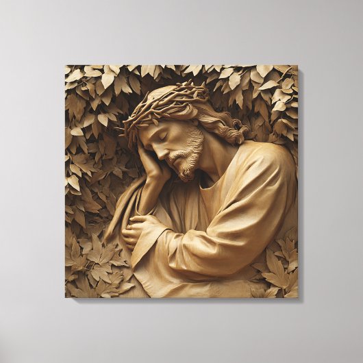 Jezus Carving Canvas Print (Voorkant)