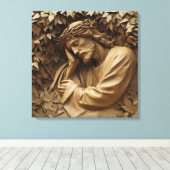 Jezus Carving Canvas Print (Insitu (Houten vloer))