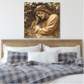 Jezus Carving Canvas Print (Insitu (Slaapkamer))