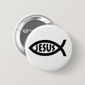 Jezus Christelijk vissymbool Ronde Button 5,7 Cm (Voorkant /achterkant)