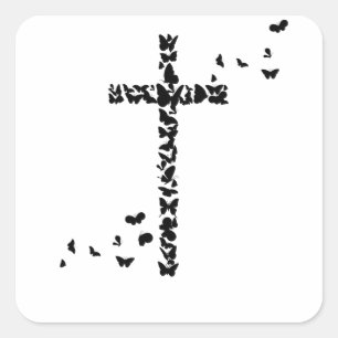 Jezus Christenen Christendom Butterflies Cross Vierkante Sticker