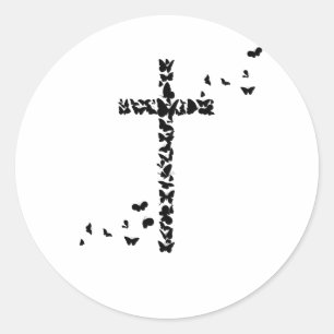 Jezus Christenen Christendom Vlinders Kruis Ronde Sticker