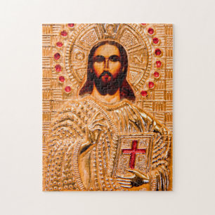 Jezus christt gouden icoon legpuzzel