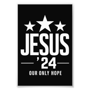 Jezus Christus 2024 President USA Verkiezing Polit Foto Afdruk