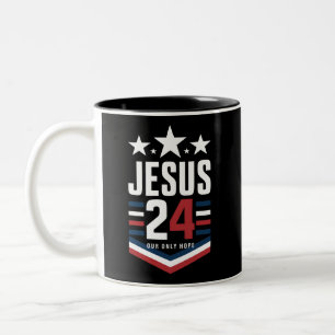 Jezus Christus 2024 President VS Verkiezing Politi Tweekleurige Koffiemok