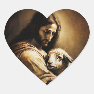 Jezus Christus als het lam van God Hart Sticker