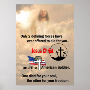 Jezus Christus & Amerikaans soldaat 24 x 33,6 inch Poster