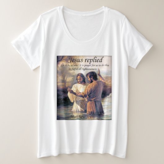 Jezus Christus Baptisme afbeelding één Grote Maat T-shirt (Design voorkant)