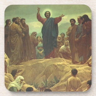 Jezus Christus Bergrede, Vintage Religion Bier Onderzetter