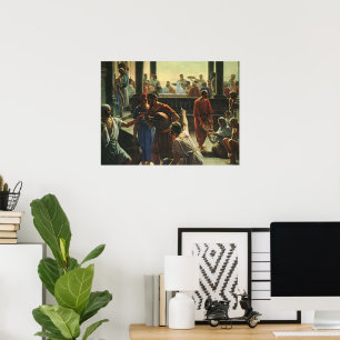 Jezus Christus bij de bruiloft van Cana, water in  Poster