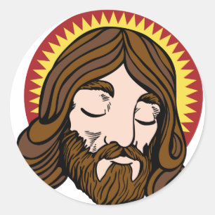 Jezus Christus Cartoon Gezicht Ronde Sticker