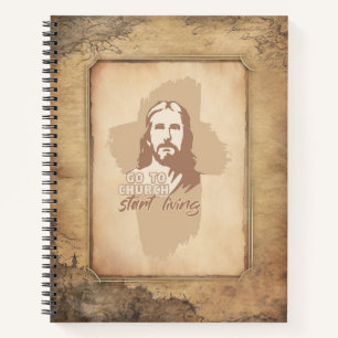 Jezus Christus. Christelijke prediker ouderwets Notitieboek
