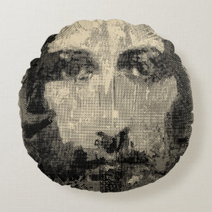 Jezus Christus Collage halftone zwart, jouw ideeën Rond Kussen