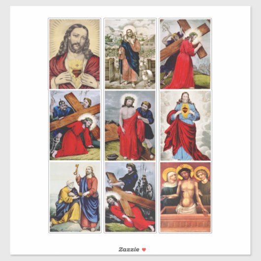 Jezus Christus Collage Kunst Christelijk Religie Sticker (Vel)