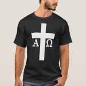 Jezus Christus Cross Alpha Omega Christelijke Bijb T-shirt (Voorkant)