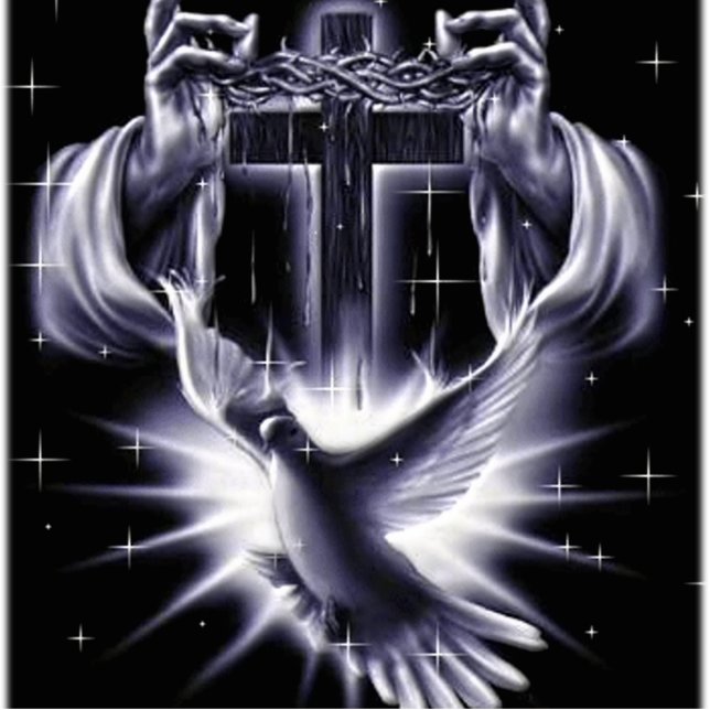 Jezus Christus Crown of Thorns and Dove Staand Fotobeeldje (Voorkant)