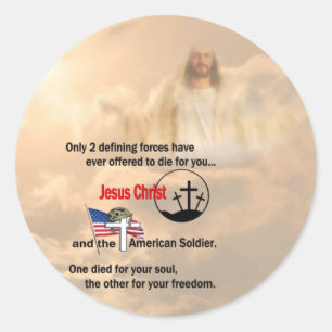 Jezus Christus & de Amerikaanse soldaat Ronde Sticker