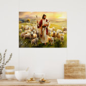Jezus Christus De Goede Shepherd Poster (Keuken)