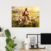 Jezus Christus De Goede Shepherd Poster (Thuiskantoor)