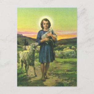 Jezus Christus de Shepherd met Baby Lamb Briefkaart